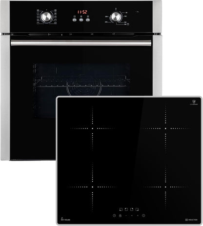 Autarkes Herdset: 60cm Einbaubackofen BO8805SS + 59cm Kochfeld CH5901RL | Grill | Heißluft | Automatik-Timer | 2-fach Wärmeschutzverglasung | Kindersicherung | Knebelbedienung | SET8805CH59RL