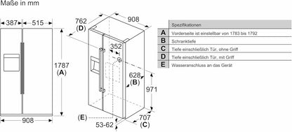 SIEMENS KF96NVPEA iQ300 Multi-Door-Kühlschrank, 183 x 91 cm, 405 L Kühlen & 200 L Gefrieren, hyperFresh längere Frische, noFrost nie wieder abtauen, superCooling schnellere Kühlung
