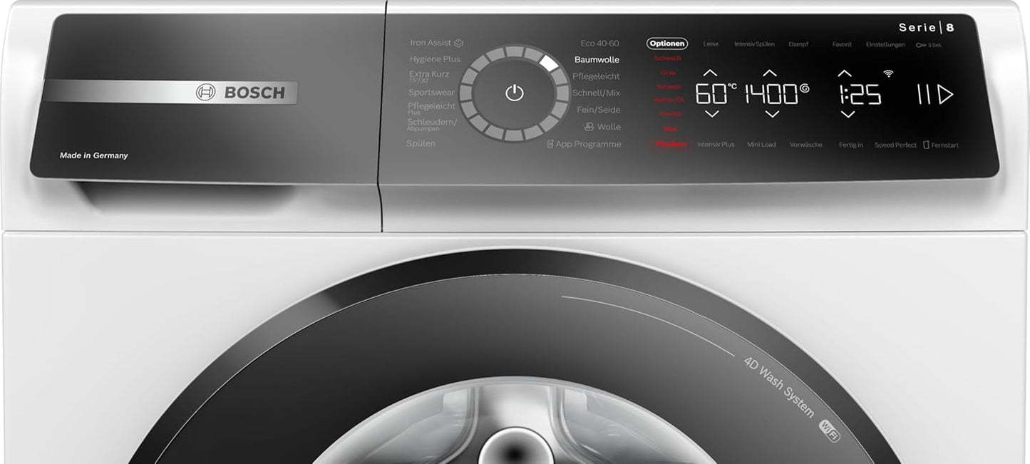 BOSCH WAN28127 Waschmaschine Serie 4, Frontlader mit 8kg Fassungsvermögen, 1400 UpM, Iron Assist, Active Water Plus, EcoSilence Drive, Speed Perfect, Weiß, 60cm