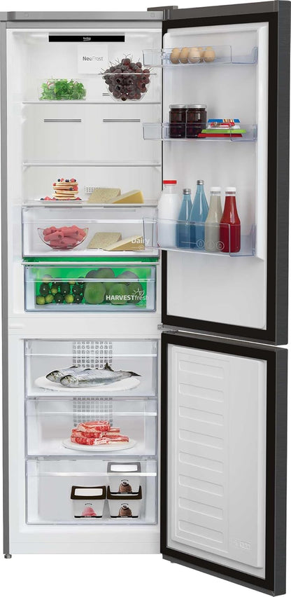 Beko RCNE366E70ZXBRN bPRO700 freistehende Kühl-/Gefrierkombination, großer Kühlschrank, 323 l Gesamtrauminhalt, HarvestFresh, NoFrost, leise, SmoothFit, 0°C-Zone, Dark Inox