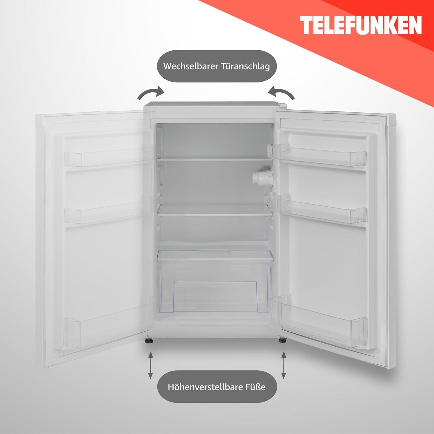 TELEFUNKEN Kühlschrank ohne Gefrierfach, Freistehend, 90 L Gesamt-Nutzinhalt, Kühlschrank klein mit Gemüsefach & 3 Ablagen, Temperaturregelung, LED Innenbeleuchtung, CF-31-121-B schwarz